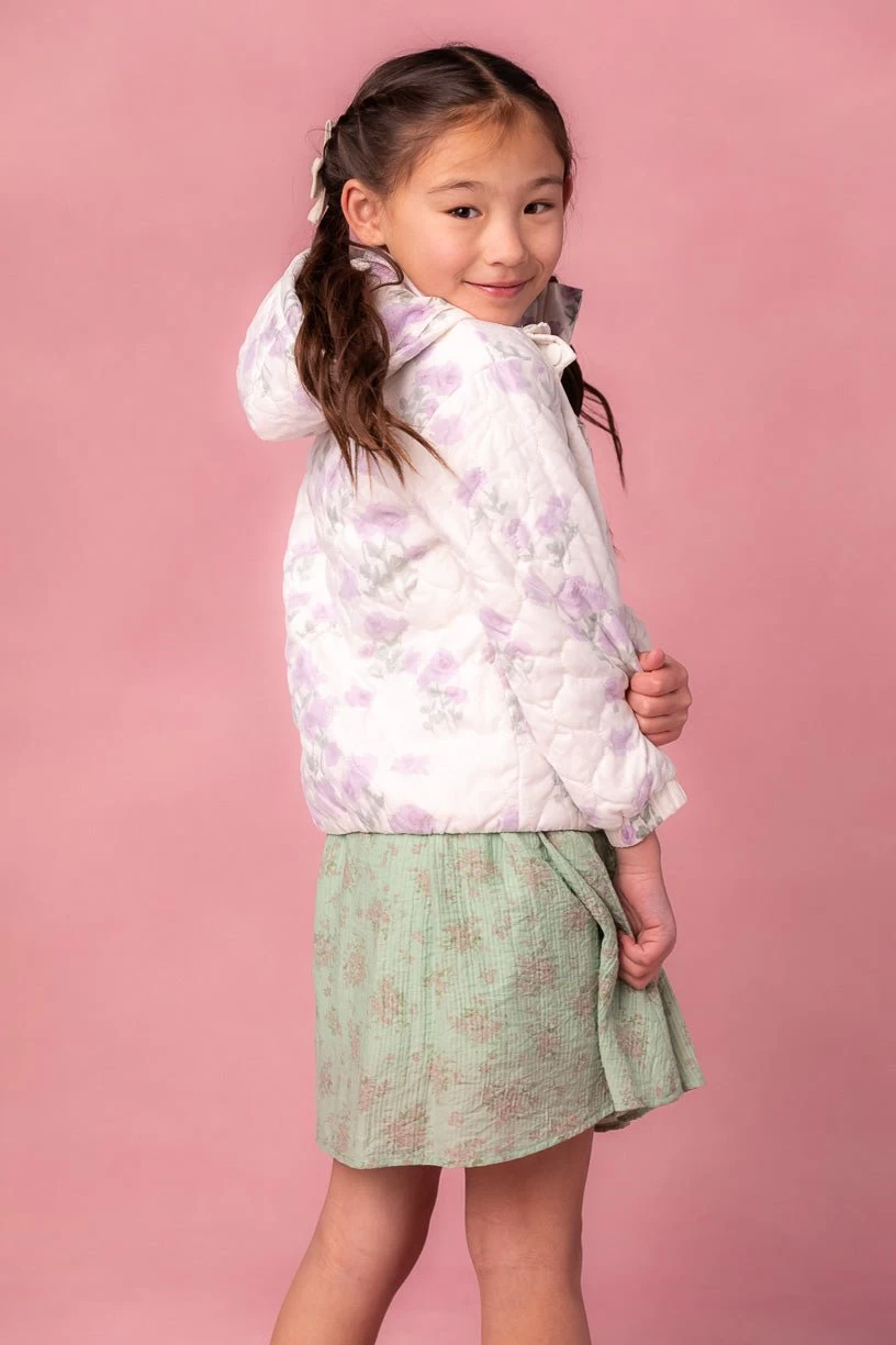 Mini Quilted Jacket In Lavender Floral - Image 8