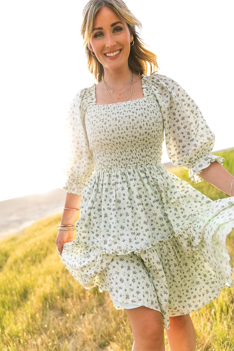 Short Madeline Dress In Blue - FINAL SALE - Image 9