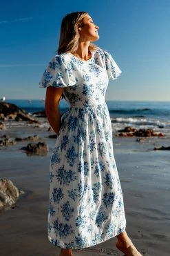Odette Dress In Blue Floral