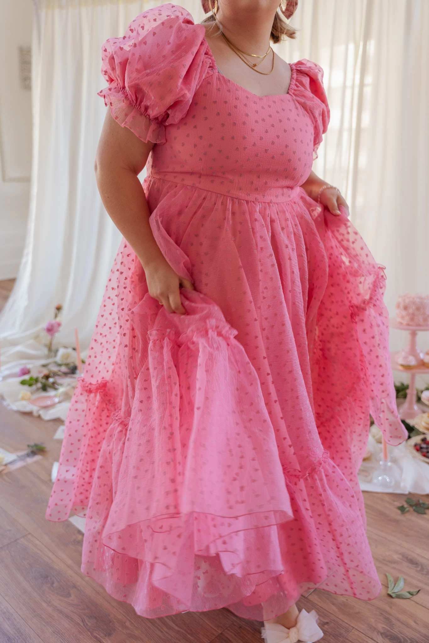 Wonderland Dress In Pink Hearts - Image 3