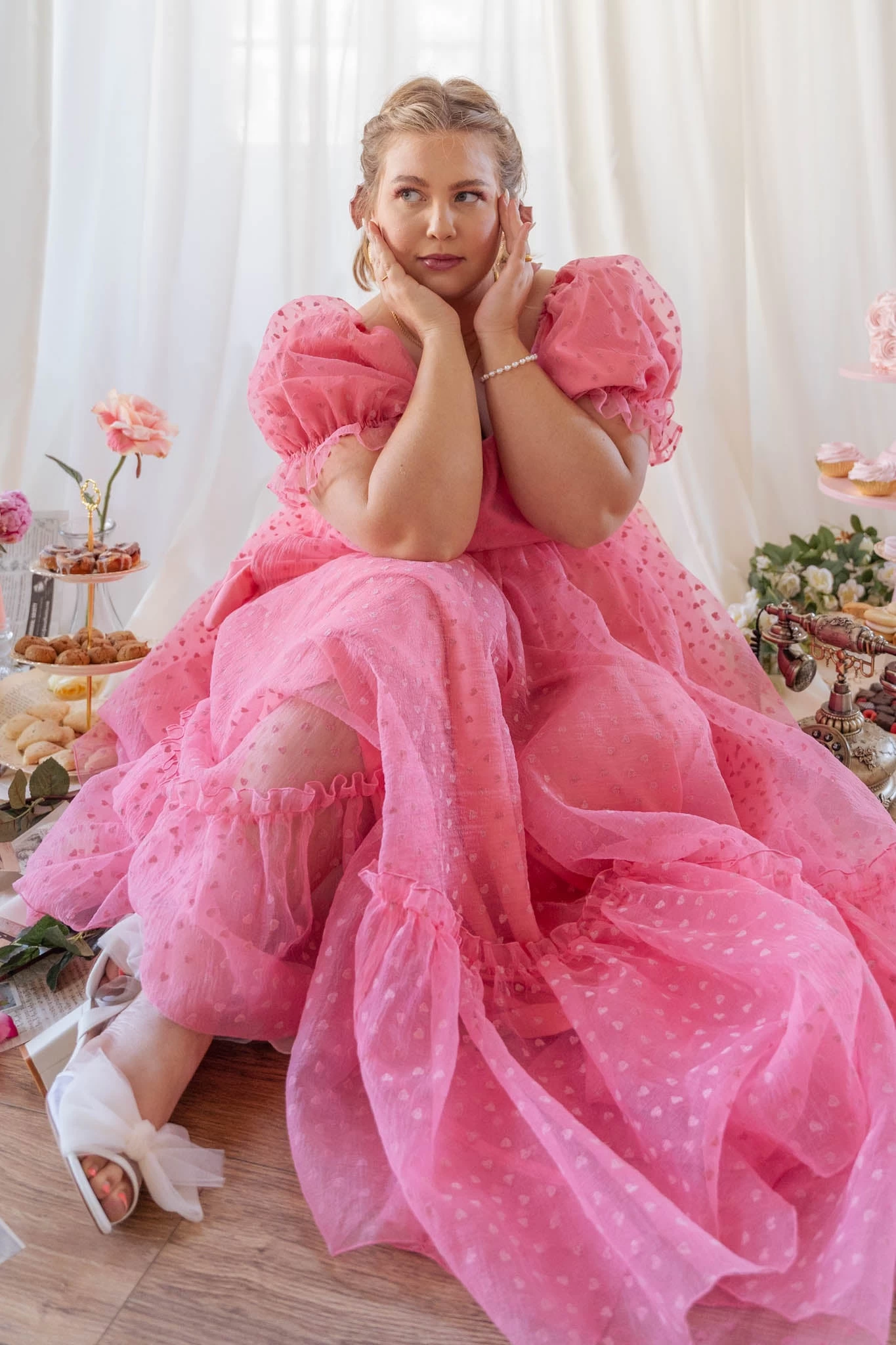 Wonderland Dress In Pink Hearts - Image 4