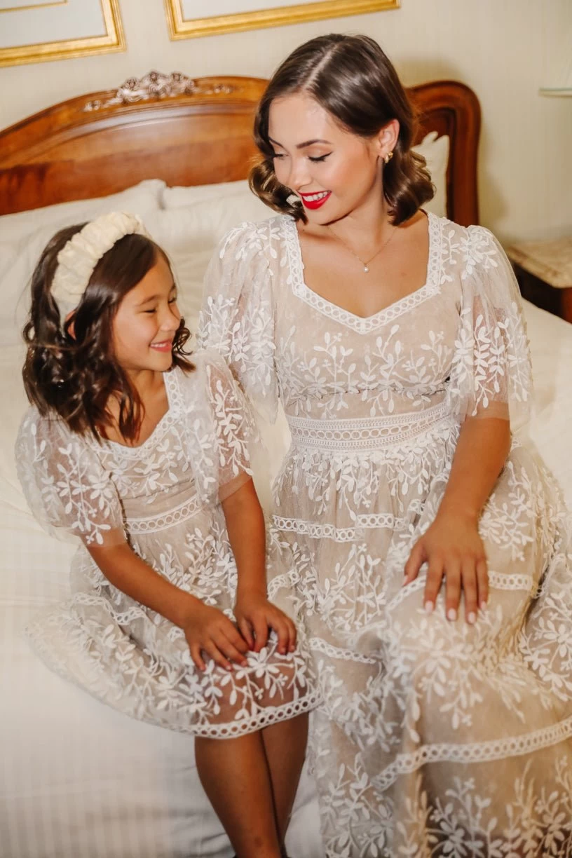 Venice Dress With Flutter Sleeves In Champagne - FINAL SALE - Image 12