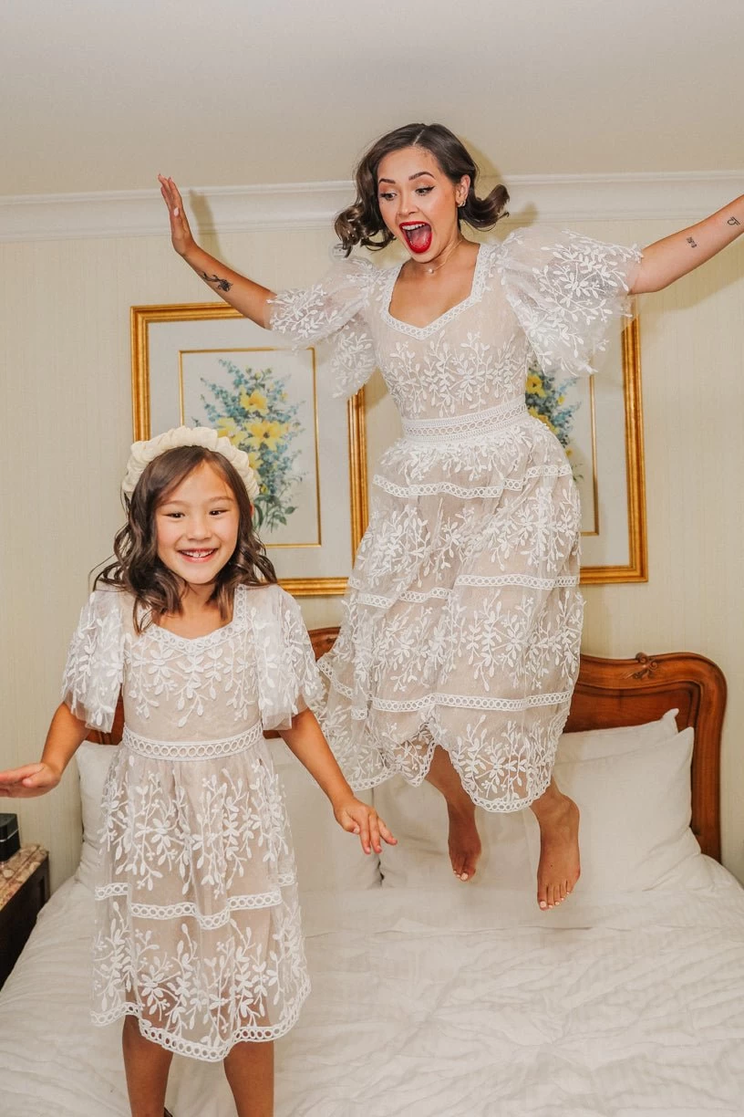 Venice Dress With Flutter Sleeves In Champagne - FINAL SALE - Image 2